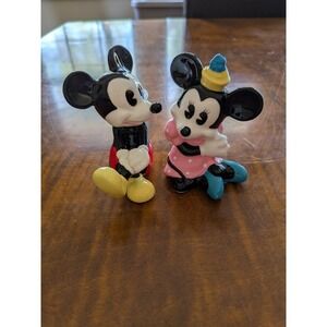 Vintage Walt Disney Productions Ceramic Mickey and Minnie Mouse Figurines Japan